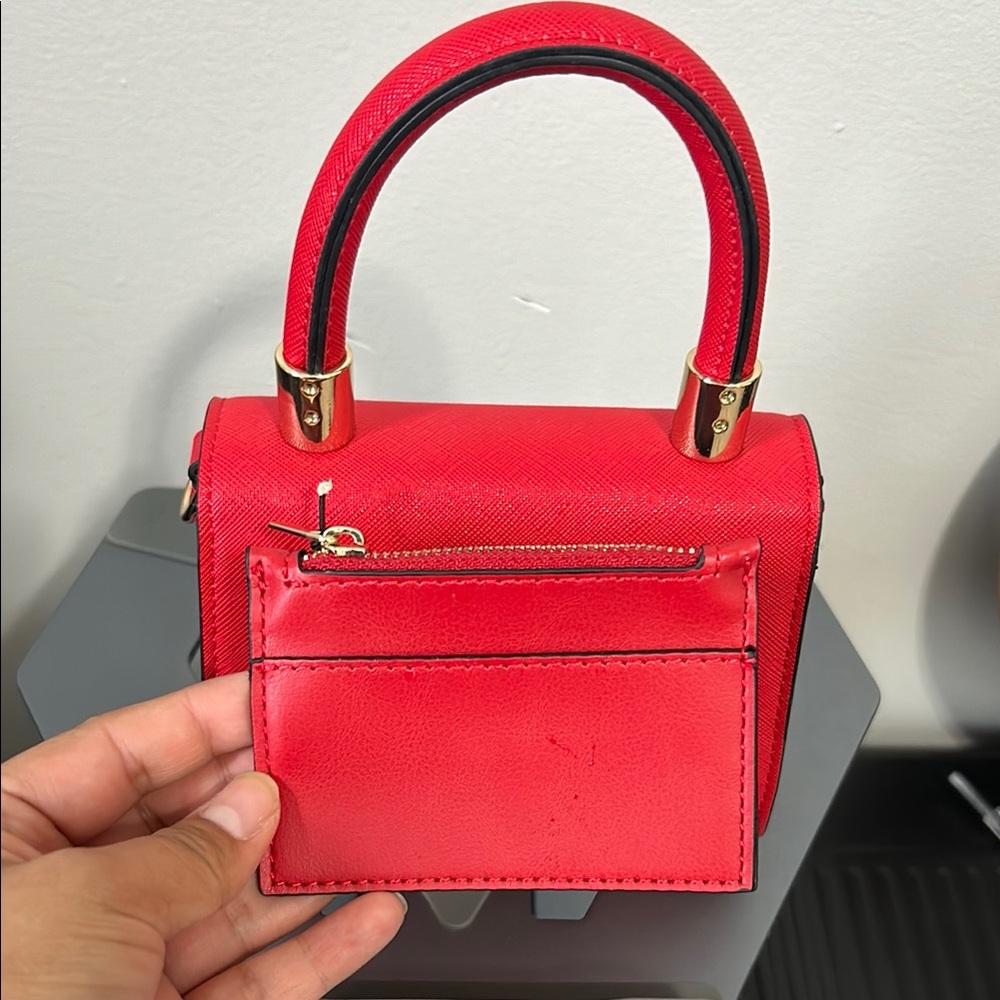 Aldo Red Mini Bag with Gold Hardware / Crossbody strap not included - Picture 2 of 5